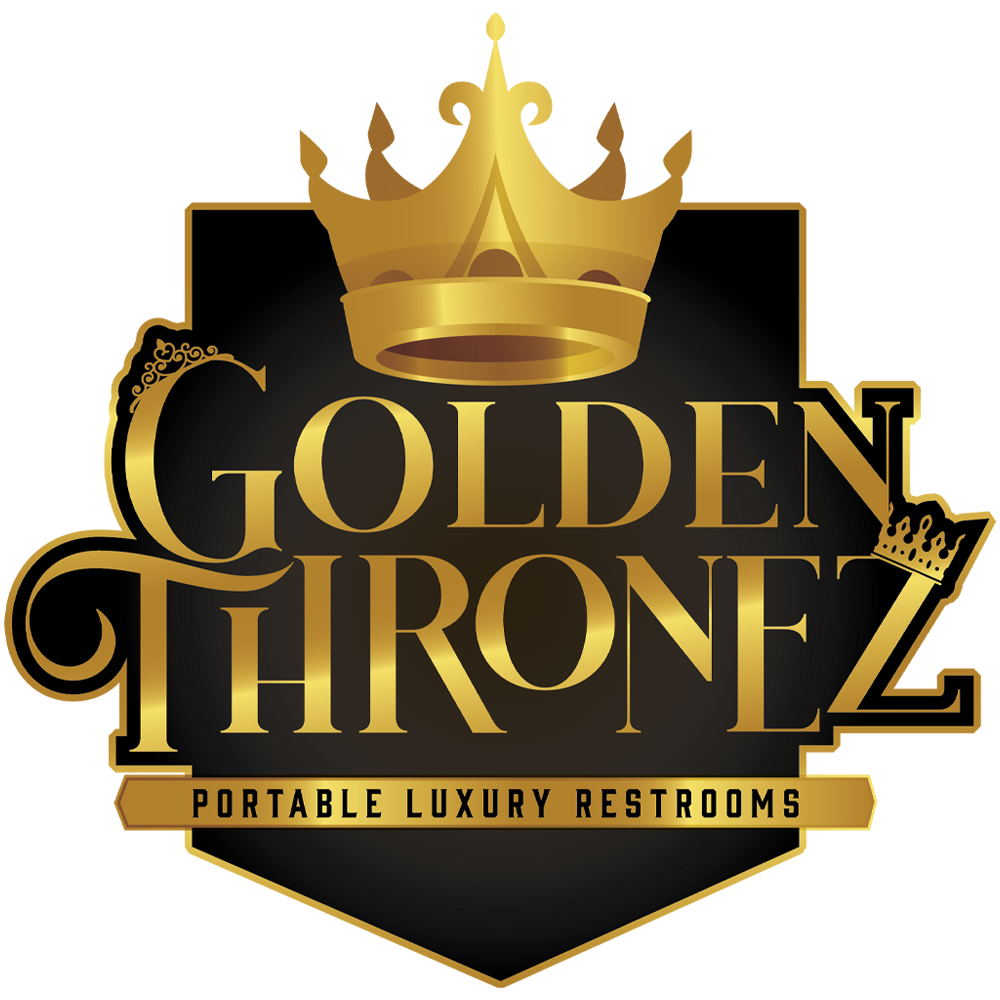 Golden Thronez Luxury Restroom Trailer Rentals Riverside San Bernardino Ontario CA Logo Transparent BG 1